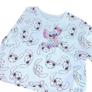 Lilo & Stitch Disney Store Top Size L Tee Crop Embroidered Movie Character